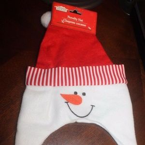 Christmas House Snowman Cap for Baby or Child red white fluffy snowball OS New…